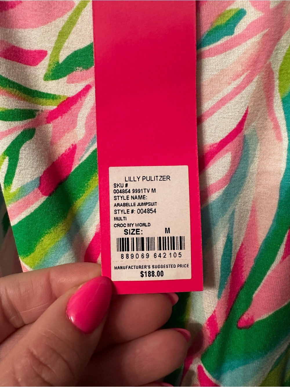 NWT Lilly Pulitzer Pink, Green & Aqua Arabelle Jumpsuit - Picture 5 of 5